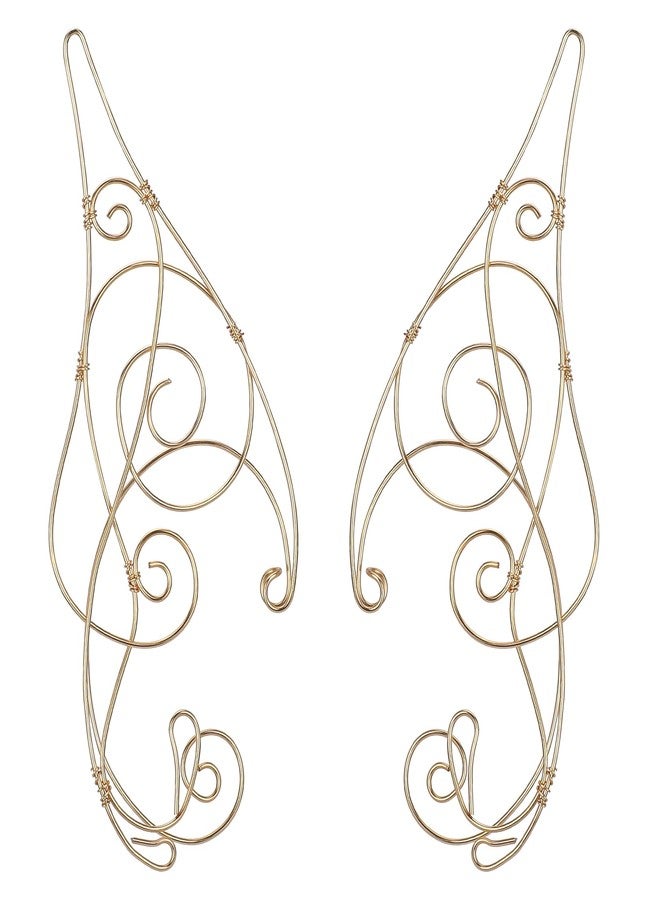 CoTeeZa Fairy Elf Ear Clamp - Medieval Golden Elf Cuff Renaissance Women's Costume Accessory Butterfly Shape Handmade Ear Clip for Cosplay Halloween Bride Wedding Photography - Image 1